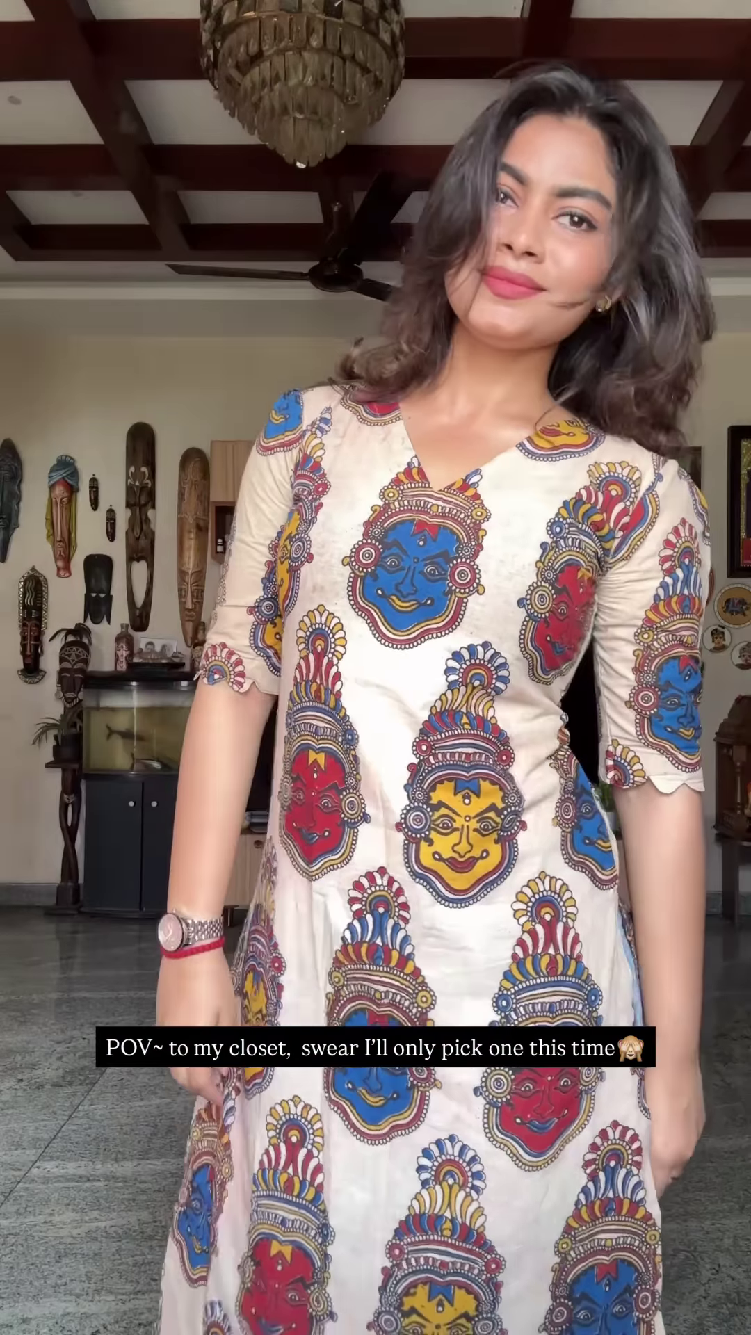Blue Buddha Print Dress – Artistic Statementwear for Women