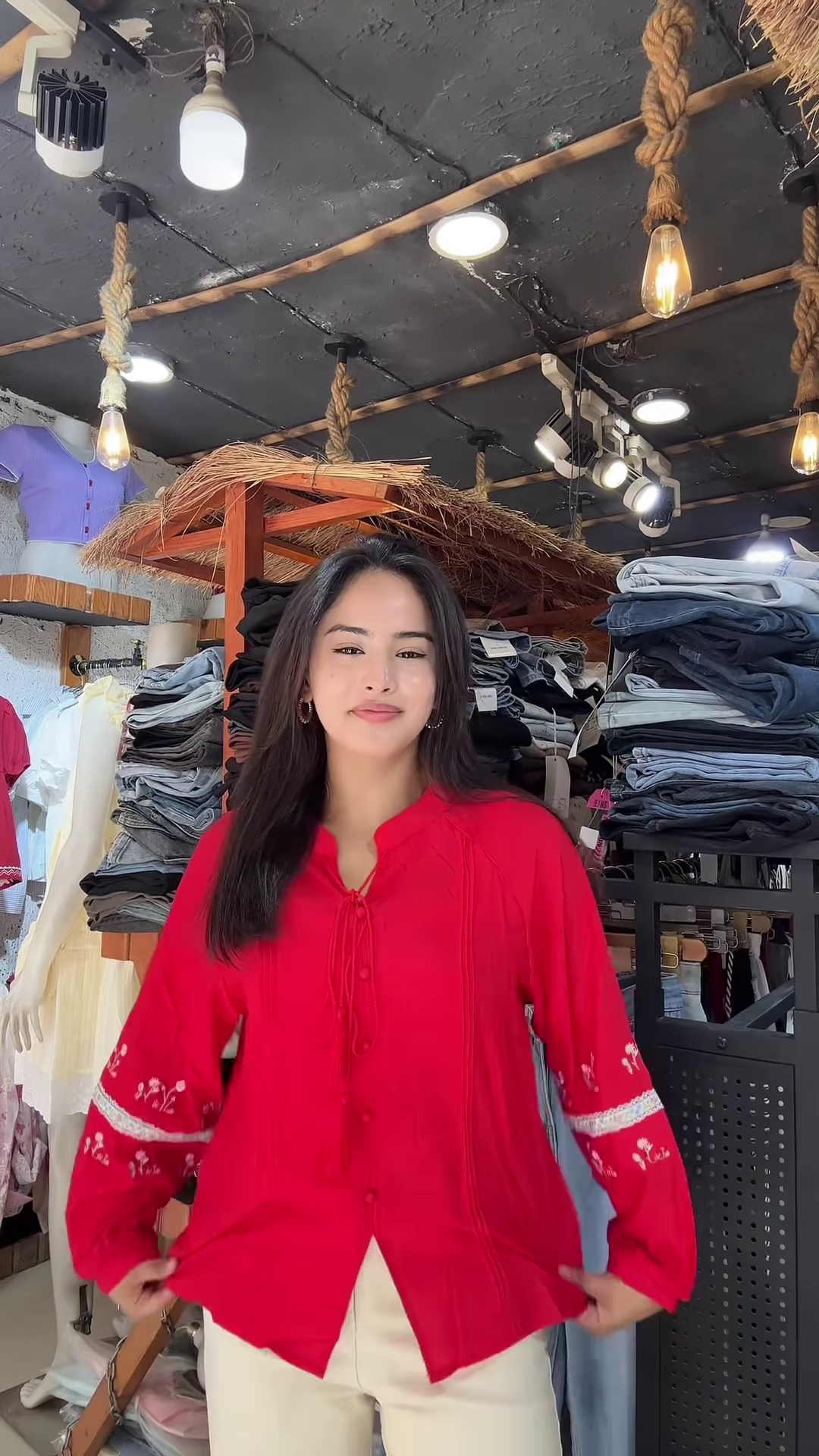 Light Embroidered Blouse with Tassel Sleeves – Casual Chic Top for Women - Image 4