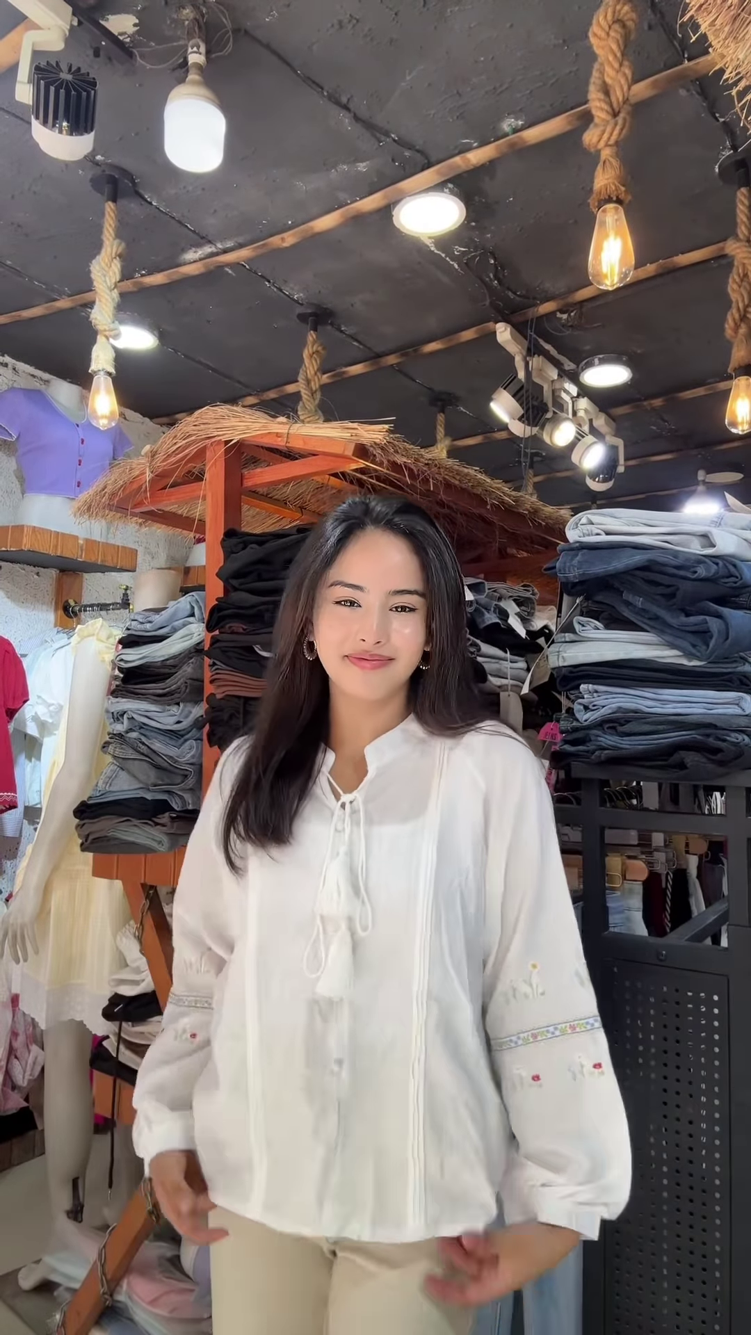 Light Embroidered Blouse with Tassel Sleeves – Casual Chic Top for Women - Image 3