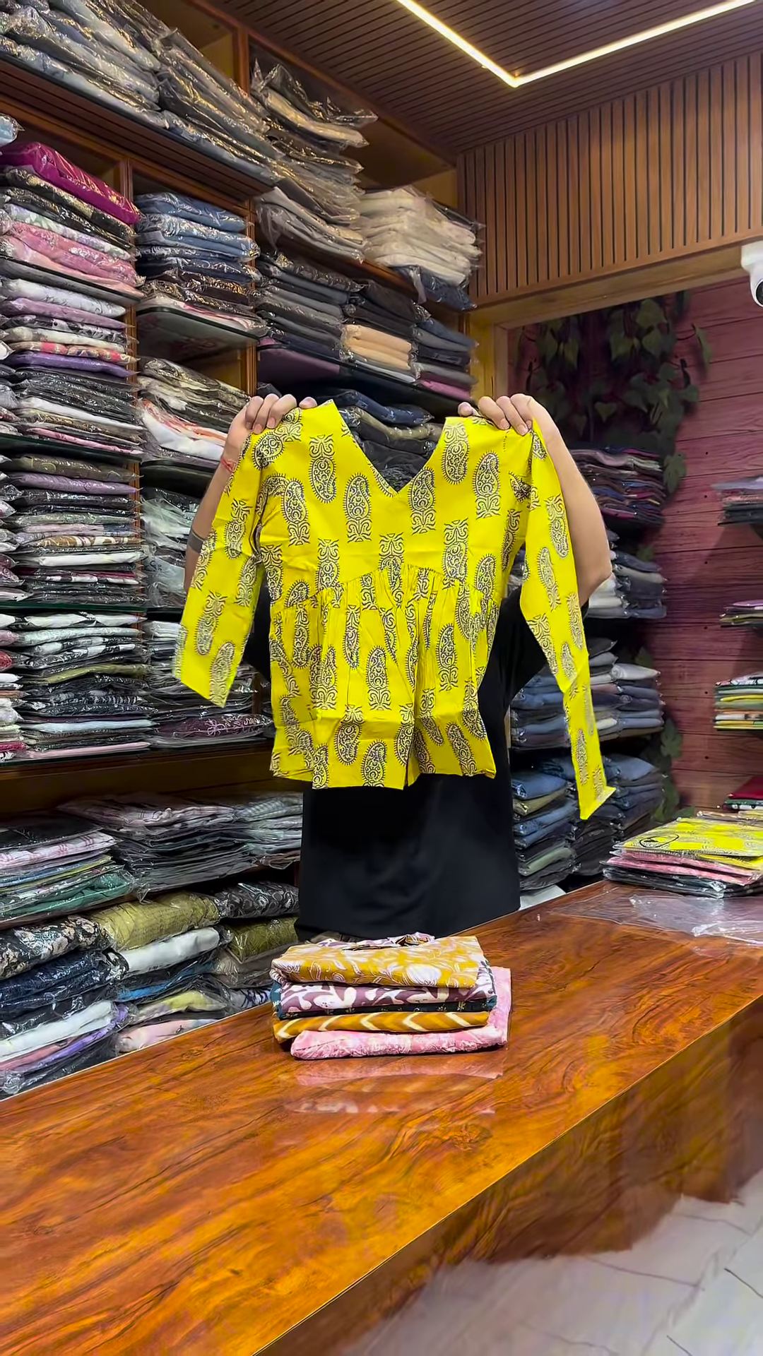 Pink Paisley Printed V-Neck Peplum Top with Long Sleeves for Women - Image 6