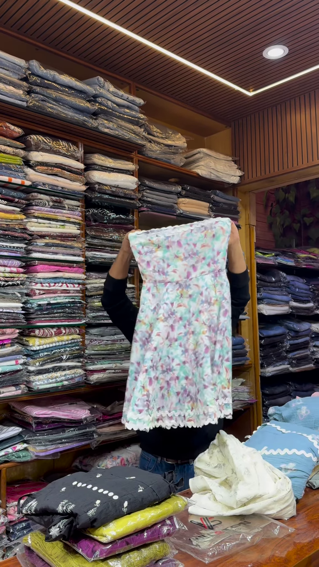 Black Floral Printed Button-Front Dress with Long Sleeves for Women - Image 2