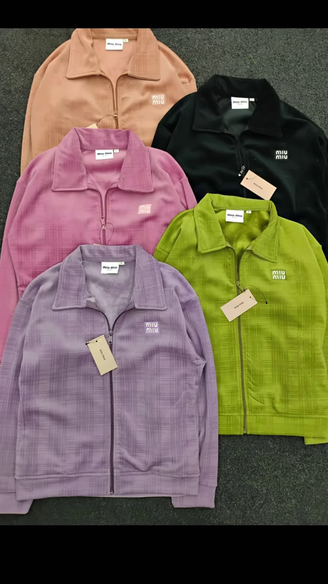 Multicolor Zip-Up Collared Jackets for Women – Set of Five with Front Zipper Closure