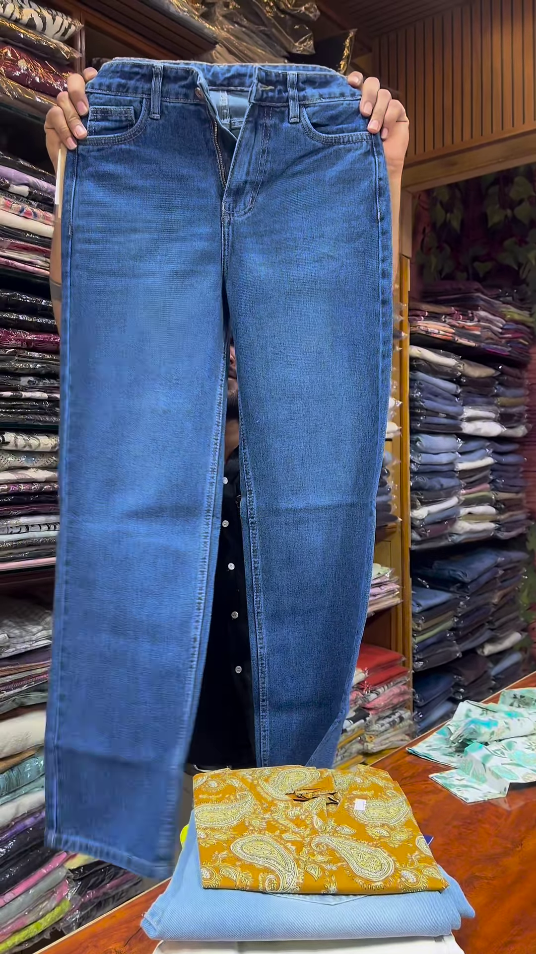 White Long-Sleeve Floral Printed Shirt with Green and Blue Motifs for Women - Image 5