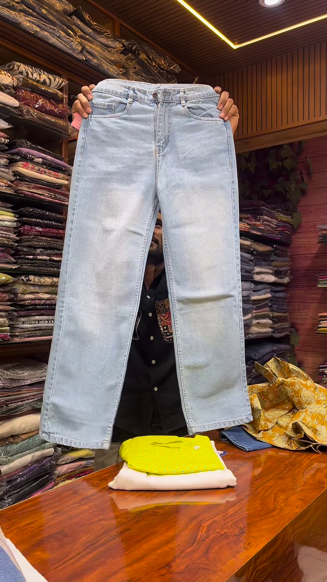 White Long-Sleeve Floral Printed Shirt with Green and Blue Motifs for Women - Image 3