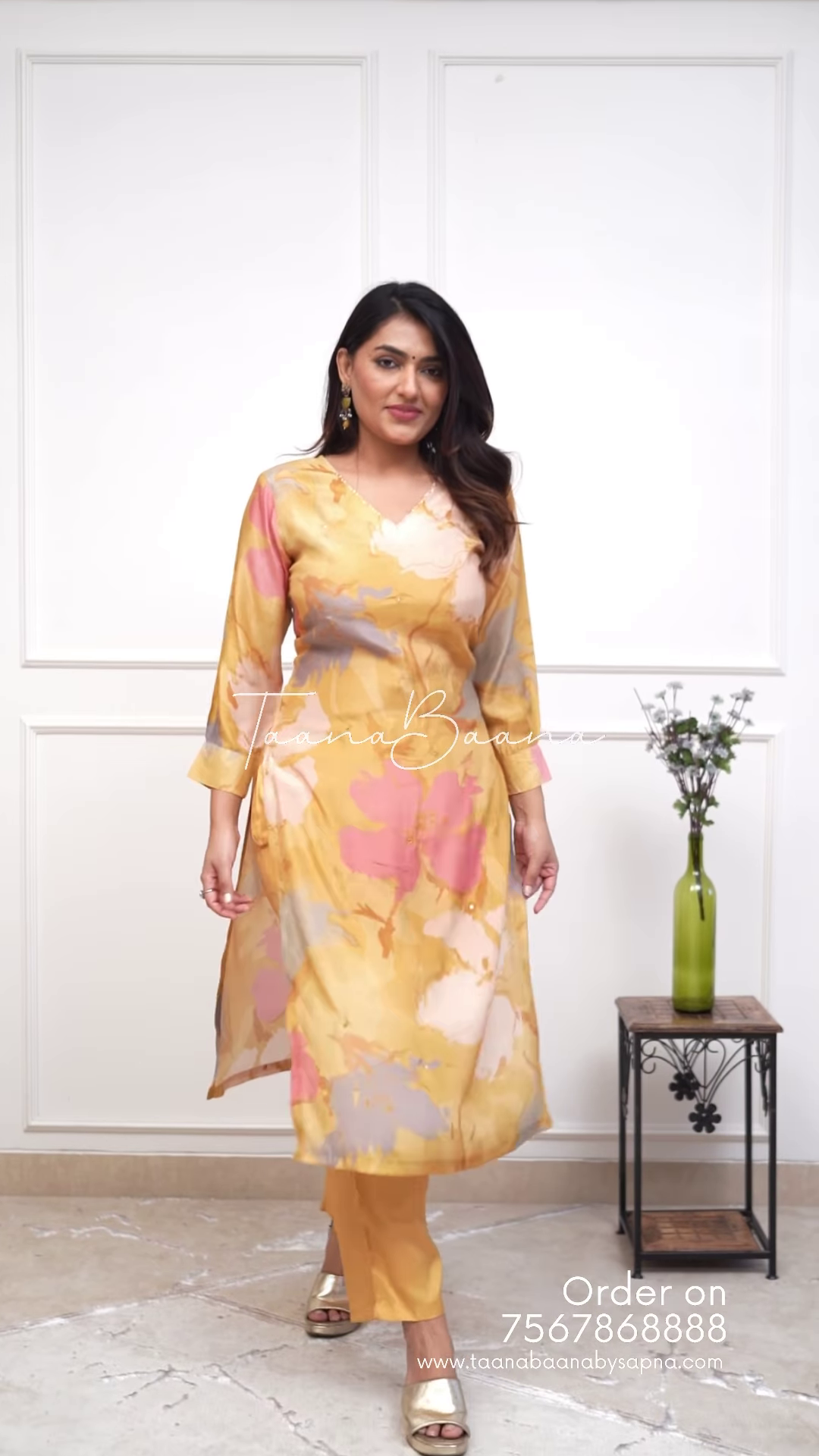 Elegant Teal Floral Silk Maxi Dress with V-Neck Detail & Pockets - Image 5