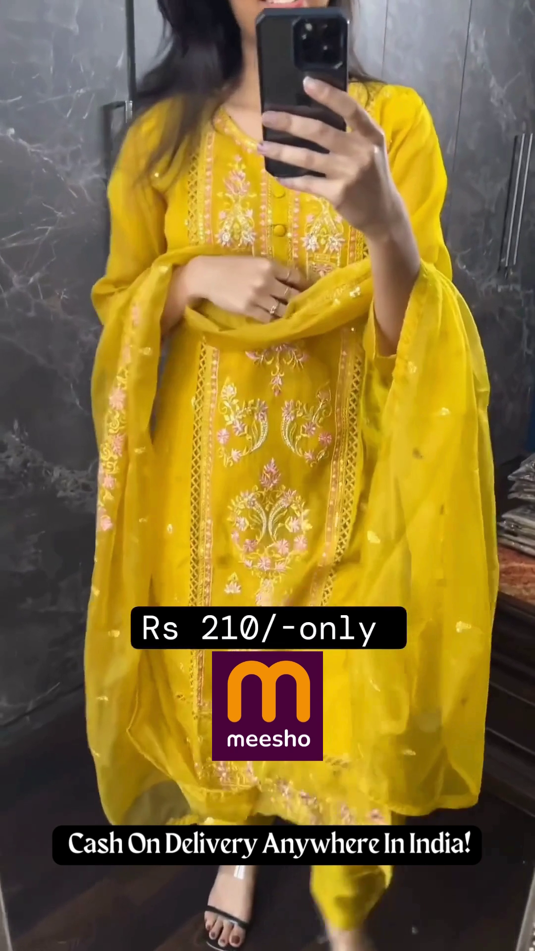 Radiant Mustard Yellow Georgette Embroidered Suit