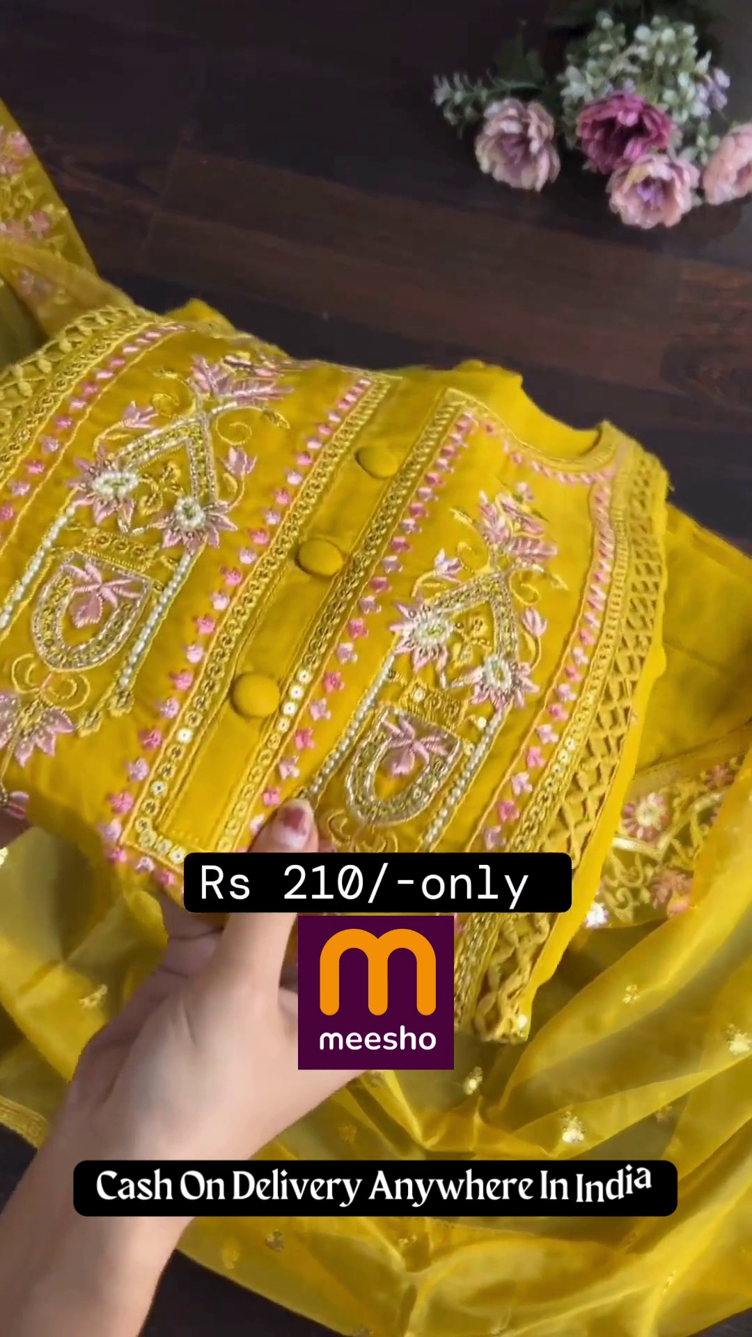 Radiant Mustard Yellow Georgette Embroidered Suit - Image 3