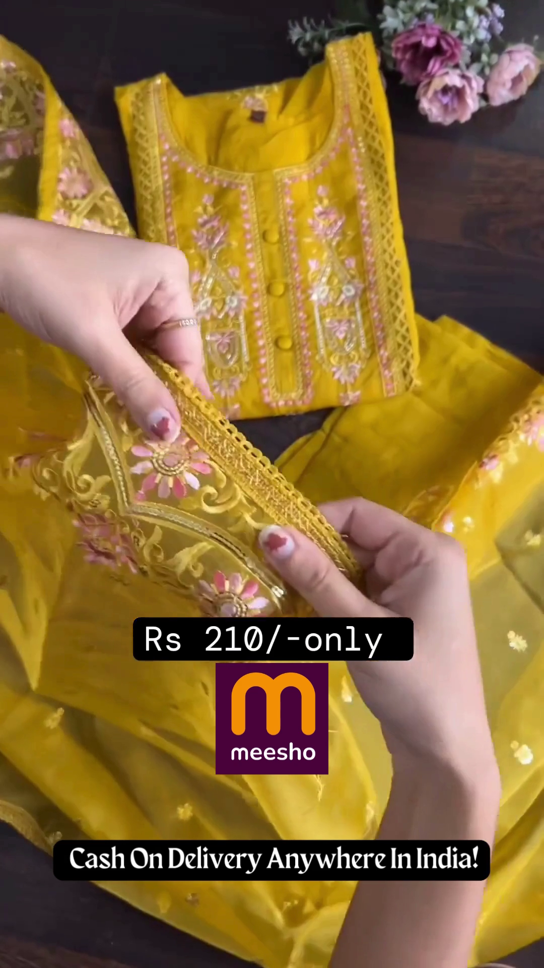 Radiant Mustard Yellow Georgette Embroidered Suit - Image 2