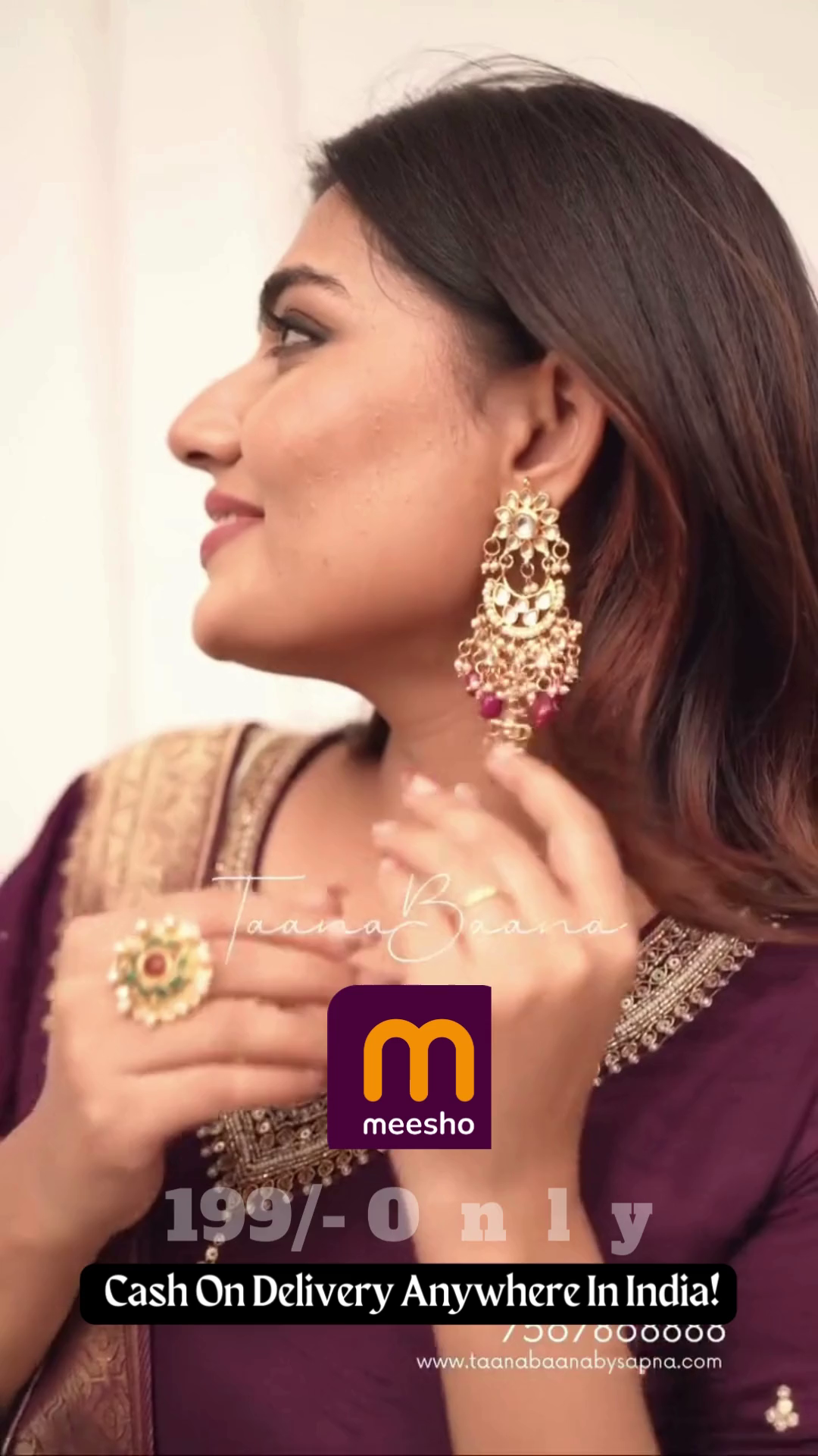 Deep Plum Purple Silk Suit with Gold Zari Border - Image 4