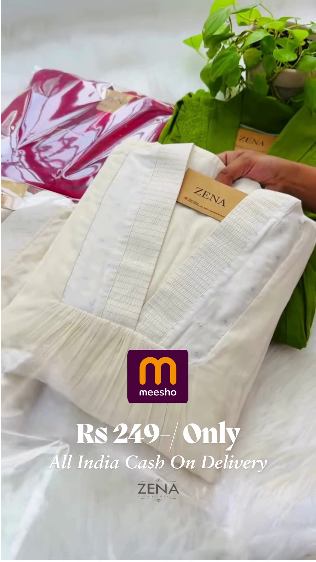 Lime Green V-Neck Tunic with Floral Lace Embroidery - Image 2