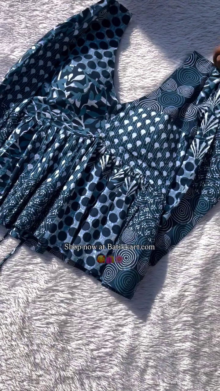 Vibrant Red and White Ikat Print Cotton Dress with Puff Sleeves and Flared Boho Silhouette - Image 5