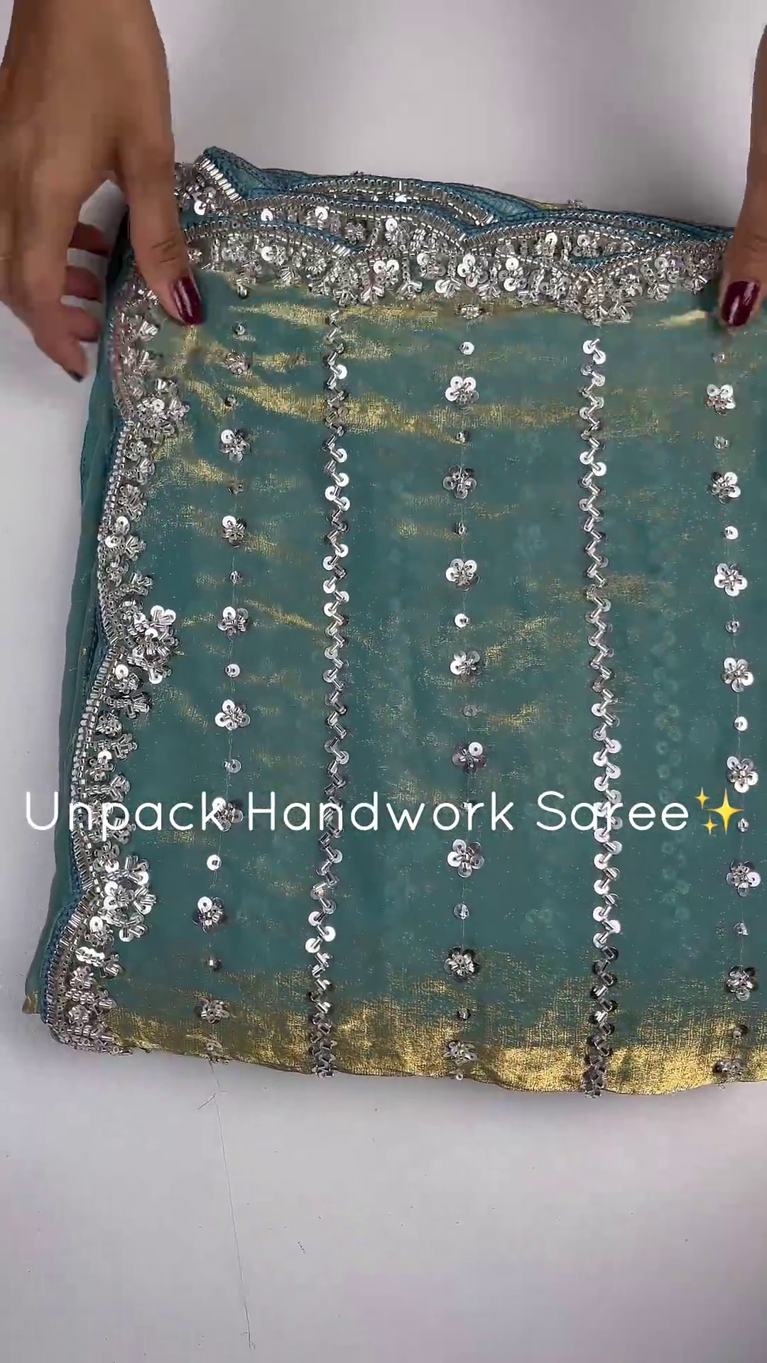 Premium Handwork Partywear Sequin Embroidered Saree - Image 2