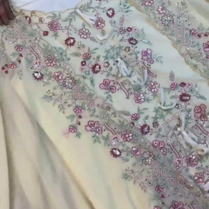 Luminous Cream Embroidered Anarkali with Floral Artistry