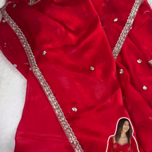 Radiant Crimson Red Anarkali with Scalloped Zari Artistry