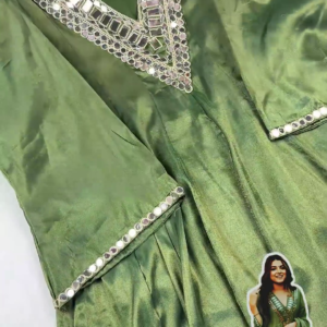 Luminous Moss Green Mirror-Work Sharara Set