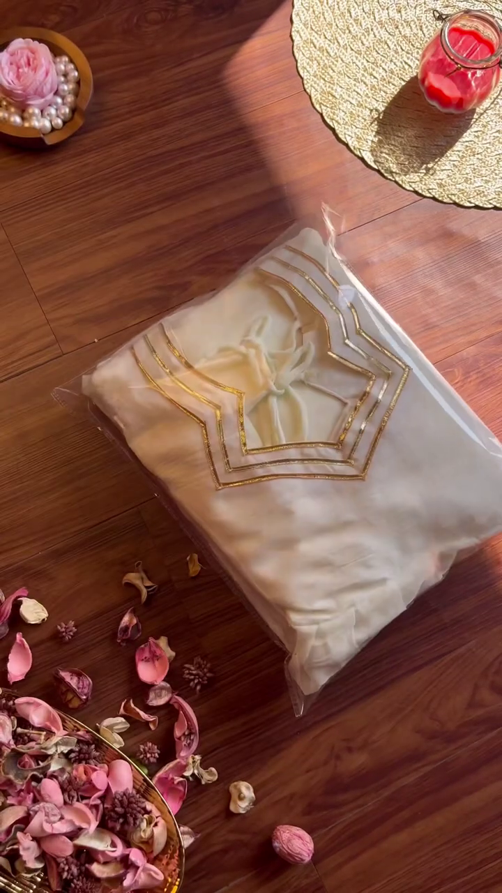 Minimalist Cream Anarkali with Concentrated Gota Borders