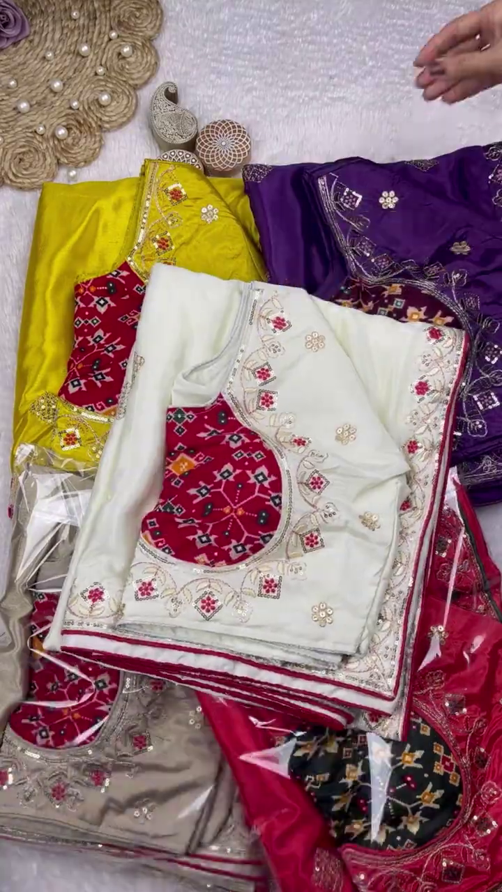 Sun-Kissed Yellow Patola Fusion Saree Set - Image 7