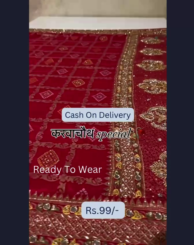 Karwa Chauth Special: Crimson Heritage Bandhani Saree - Image 2