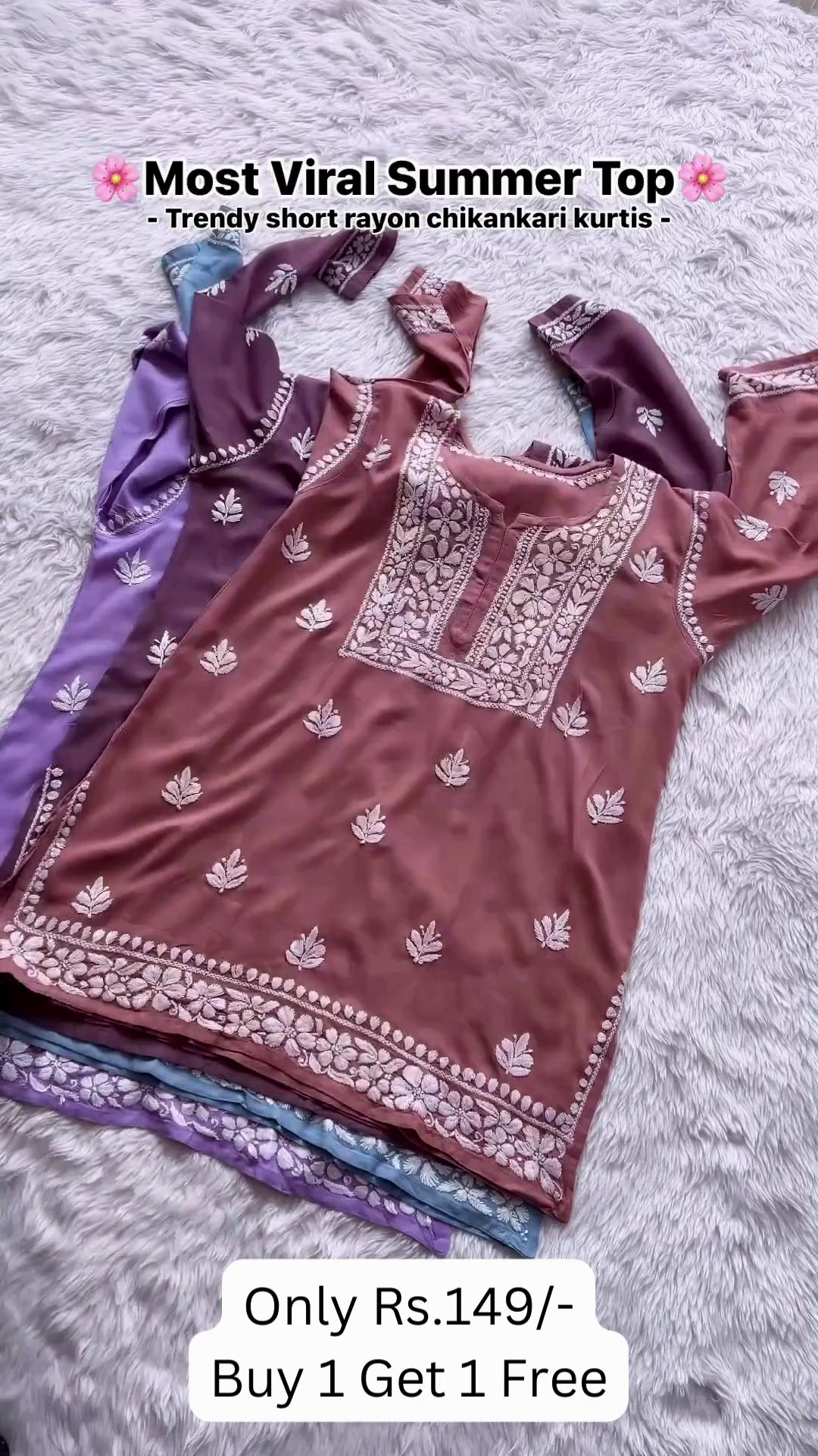 Viral Summer Essential: Trendy Short Rayon Chikankari Kurtis