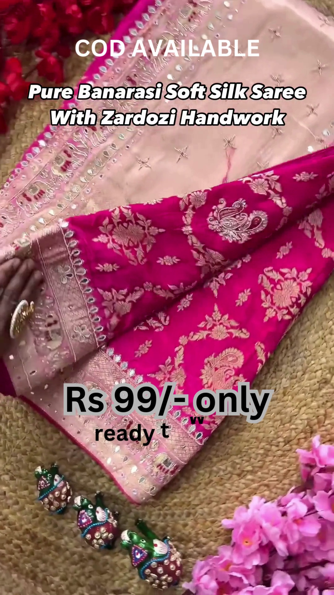 Heritage Splendor: Pure Banarasi Soft Silk Saree with Zardozi Work - Image 2