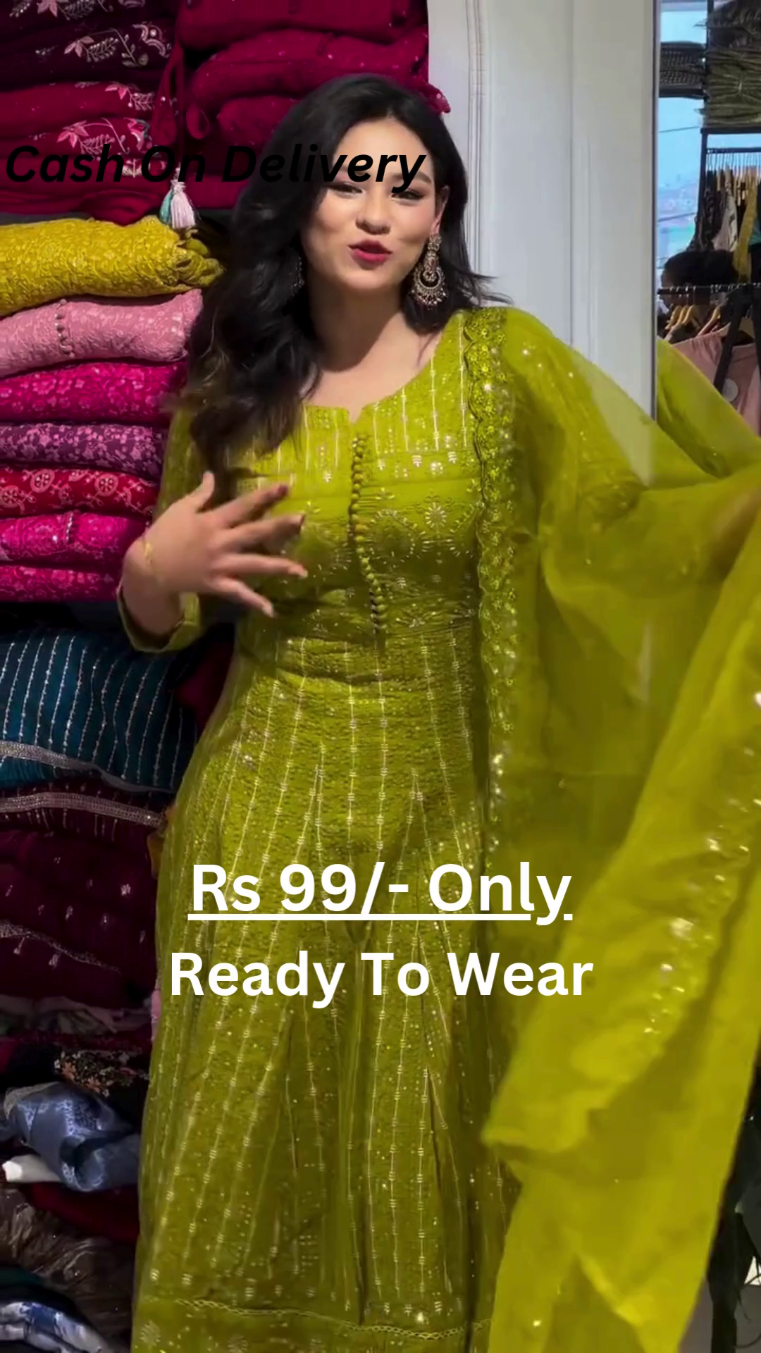 Olive Radiance: Embroidered Anarkali Suit Set