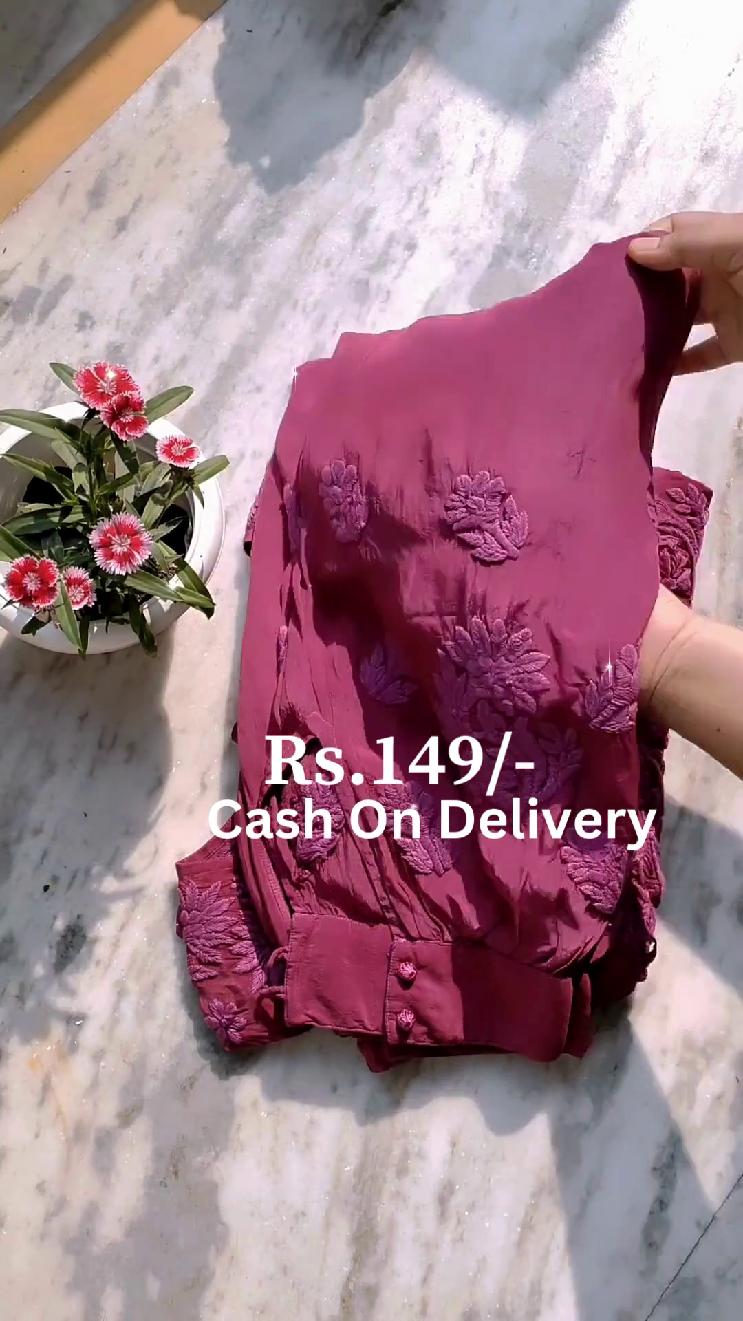 Wine Georgette Embroidered Anarkali Gown - Image 2